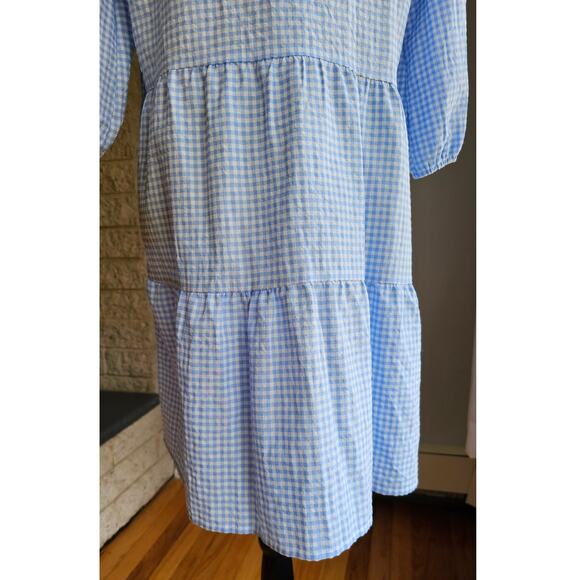 Beachsissi Plaid Print Button Up Split Neck Tunic Dress Coverup Beach NWOT, Sz L - Picture 5 of 8